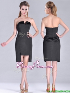 Fashionable Front Short Back Long V Neck Prom Dress in Black