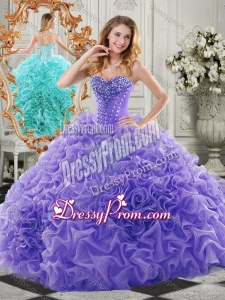 New Style Organza Lavender Beautiful Quinceanera Dress with Beading and Ruffles