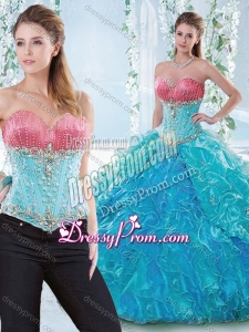 Exclusive Beaded Bodice and Ruffled Detachable Sweet 16 Dress in Organza