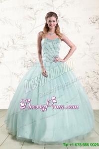 2015 Cheap Apple Green Quinceanera Dresses with Reinstones