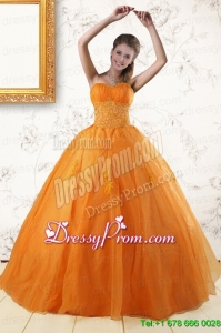 2015 Cheap Orange Quinceanera Dresses with Appliques