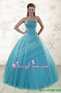 2015 Cheap Sweetheart Baby Blue Quinceanera Dresses with Appliques
