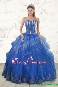 2015 Elegant Appliques Quinceanera Dresses in Royal Blue