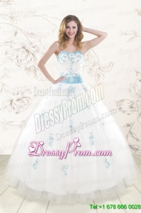 Elegant White Ball Gown Quinceanera Dresses with Appliques and Beading