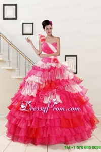 2015 One Shoulder Exclusive Quinceanera Dresses in Multi Color