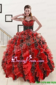 Exclusive Beaded Sweetheart Organza Quinceanera Dress in Multi-color