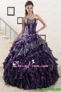 2015 Perfect Sweetheart Purple Quinceanera Dresses with Appliques
