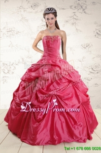 2015 Pretty Appliques Quinceanera Dresses in Hot Pink