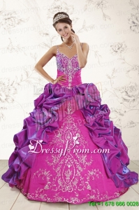 Perfect Ball Gown Embroidery Court Train Quinceanera Dresses in Purple
