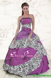 Perfect Purple Quinceanera Dresses with Embroidery and Zebra