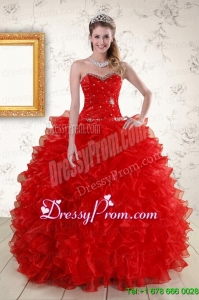 Pretty Ball Gown Sweetheart Red Quinceanera Dresses with Beading