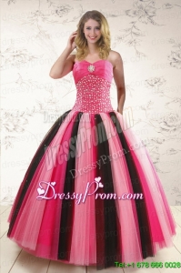 Pretty Multi Color Sweet 15 Dresses with Beading for 2015