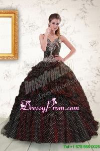 Traditional Spaghetti Straps Burgundy Sweet 15 Dresses with Appliques and Pick Ups