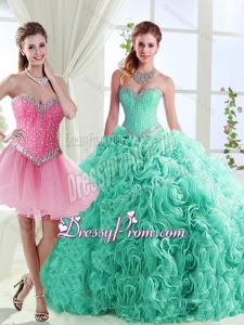 Romantic Rolling Flowers Really Puffy Detachable Sweet 16 Quinceanera Dresses in with Beading