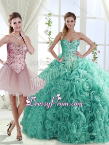 Decent Rolling Flowers Really Puffy Detachable Quinceanera Dresses with Beading