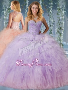 Exclusive Beaded and Ruffled Quinceanera Dress with Detachable Straps