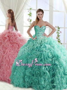 Gorgeous Beaded Brush Train Detachable Sweet 16 Quinceanera Skirts with Rolling Flower