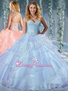 Luxurious Beaded and Ruffled Layers Sweet 16 Quinceanera Dress with Detachable Straps