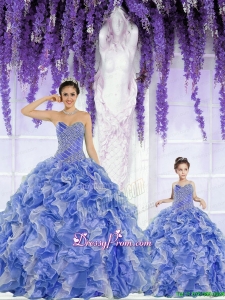 New Style Organza Beading and Ruffles Princesita Dress in Blue