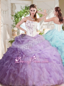 Fashionable Asymmetrical Visible Boning Beaded 2016 Quinceanera Dress with Ruffles and Bubbles