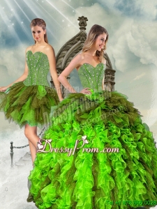 Detachable Beading and Ruffles Multi Color Quinceanera Dress Skirts