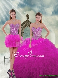 Detachable Quinceanera Dress Skirts with Beading and Ruffles in Fuchsia for 2015 Spring