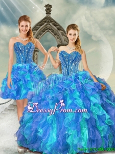 Detachable and Beautiful Beading and Ruffles Multi Color Quinceanera Dresses for 2015