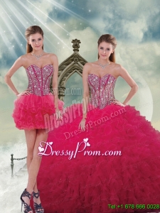 Detachable and Beautiful Beading and Ruffles Red Sweet 16 Dresses