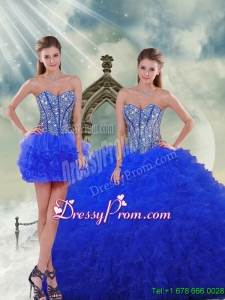 Detachable and Fabulous Royal Blue Quinceanera Dresses with Beading and Ruffles for 2015 Spring