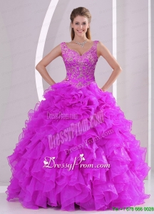 Fabulous Fuchsia Quince Dresses with Beading and Ruffles