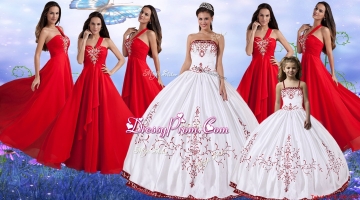 Pretty Wine Red and White Quinceanera Dress and Beautiful Embroidered Mini Qwuinceanera Dress and Latest Red One Shoulder Long Dama Dresses