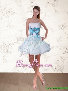 2015 Strapless Multi Color Prom Dress with Embroidery and Beading