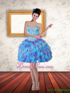 2015 Sweetheart Beading Ruffled Layers High End Prom Dress in Multi Color