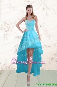 High End Baby Blue Prom Gown with Beading and Ruffles