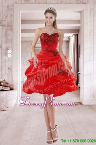 High End Sweetheart Red 2015 Prom Dresses with Embroidery and Ruffles