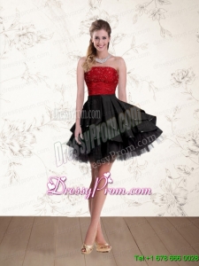 2015 New Style Strapless Designer Prom Dresses in Red and Black with Beading