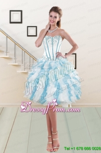 2015 Romantic Strapless Designer Prom Dresses with Embroidery and Ruching