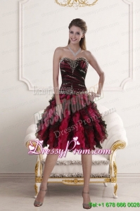 Sweetheart Multi Color Prom Dresses with Ruffles and Beading