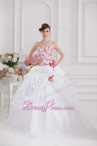 2014 Ball Gown Sweetheart Appliques and Pick ups Quinceanera Dress in White