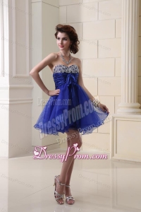 A-line Organza Peacock Blue Prom Dress with Beading Ruchings Sweatheart