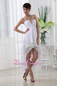 Empire Strapless White High Low Prom Dress with Chiffon