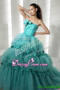 Cheap Floor Length 2015 Quinceanera Dresses with Hand Made Flowers and Beading