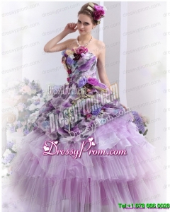 Cheap 2015 Multi Color Sweet Sixteen Dresses with Hand Made Flowers and Ruffles