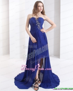 2015 Sweetheart Prom Dress with Beading and Brush Train