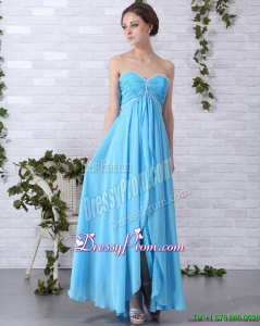 Designer 2015 Gorgeous Long Prom Dresses with Ruching and Beading