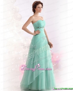Designer Appple Green Sweetheart Prom Dresses with Ruching and Beading