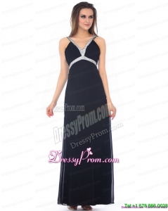 Cheap Floor Length Beading Black Prom Dress for 2015