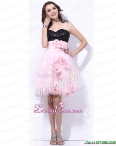 Cheap Sweetheart Sequins and Hand Made Flowers Prom Dresses in Pink and Black