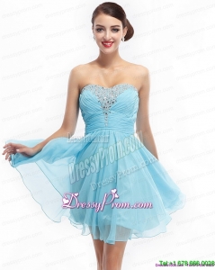 Fashionable Ruching Strapless Beading Short Prom Dresses for 2015