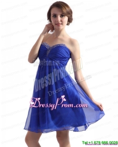 Fashionable Sweetheart Blue 2015 Prom Dresses with Beading and Ruching